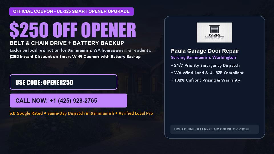Paula Garage Door Repair $250 OFF Premium LiftMaster Opener Installation