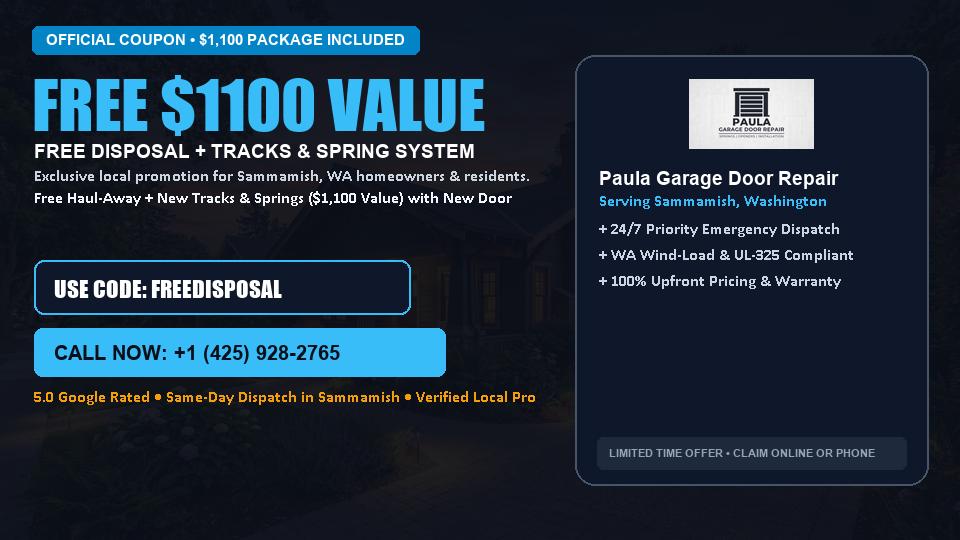 Paula Garage Door Repair FREE Haul-Away & Heavy-Duty Tracks with New Door in Sammamish, WA